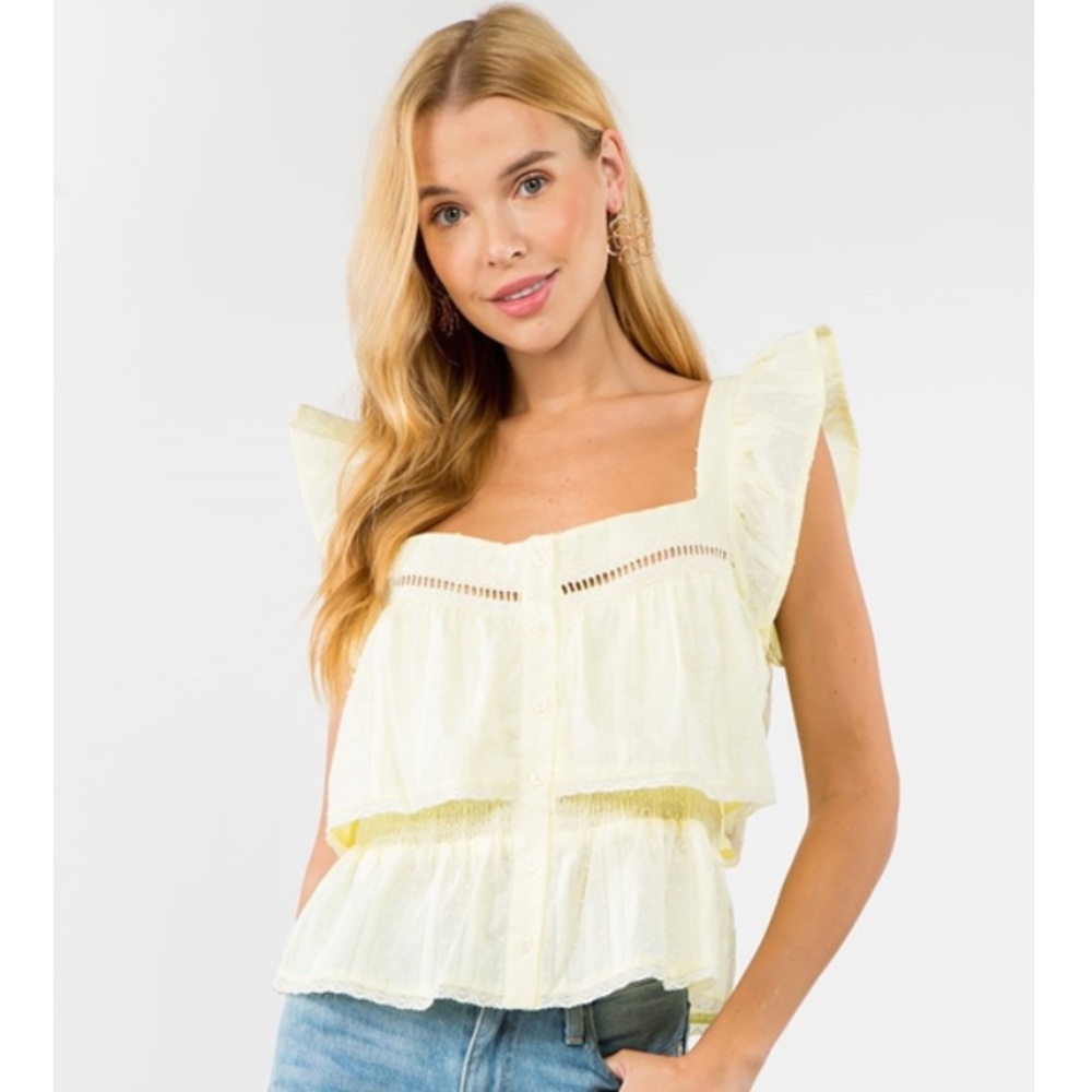 {Fanco} NWOT White Eyelet Tank Top - Large